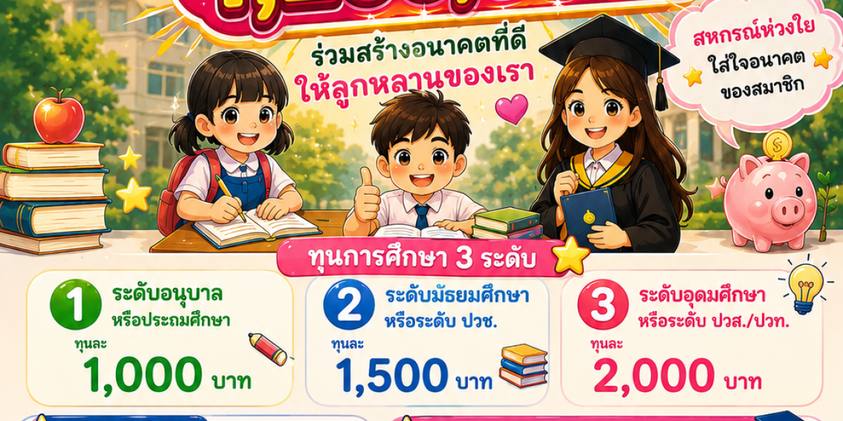 เรื่อง รับสมัครสมาชิกเพื่อขอรับทุนการศึกษาบุตร ประจำปี 2569